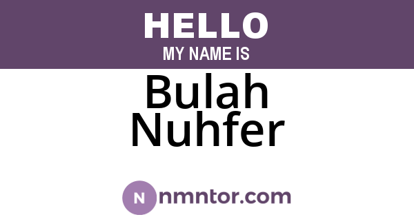 Bulah Nuhfer