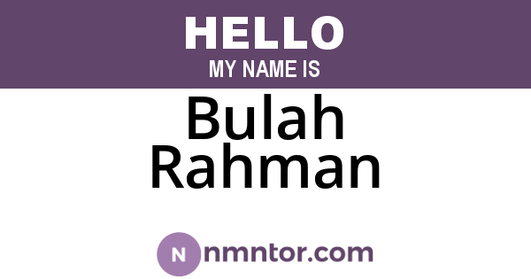 Bulah Rahman