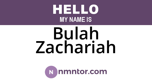 Bulah Zachariah