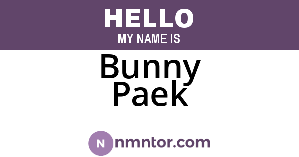 Bunny Paek