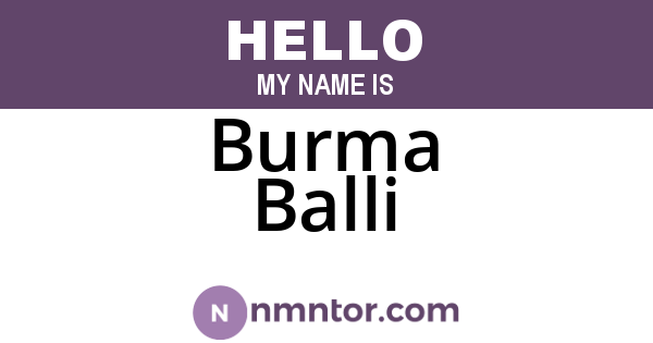 Burma Balli