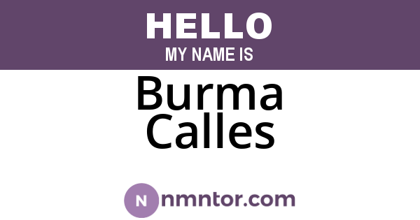 Burma Calles