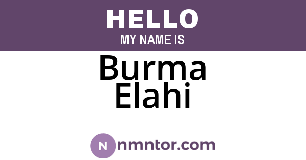 Burma Elahi