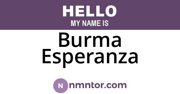 Burma Esperanza