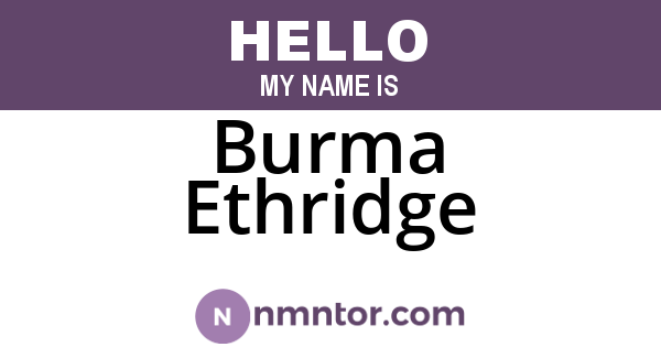 Burma Ethridge
