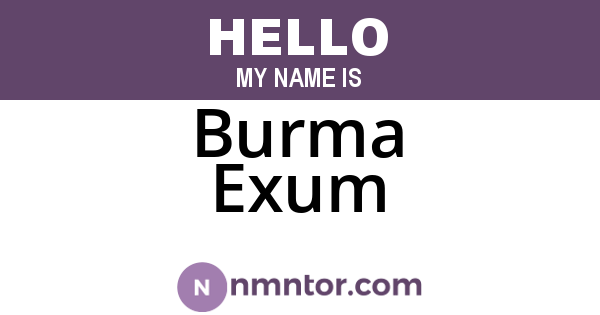 Burma Exum