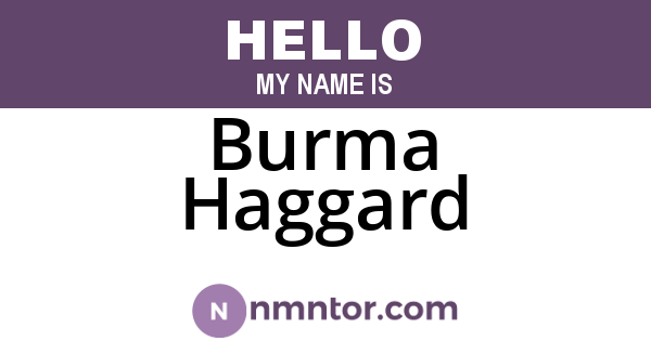 Burma Haggard