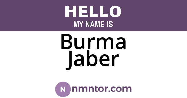 Burma Jaber