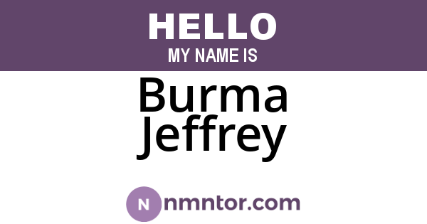 Burma Jeffrey
