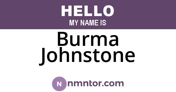Burma Johnstone