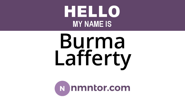 Burma Lafferty