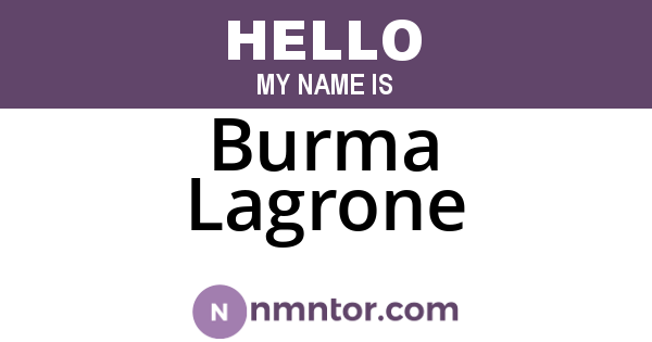 Burma Lagrone