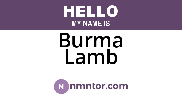 Burma Lamb