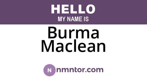 Burma Maclean