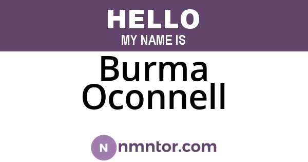 Burma Oconnell