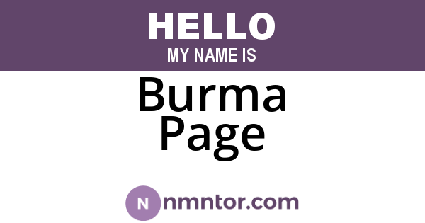 Burma Page