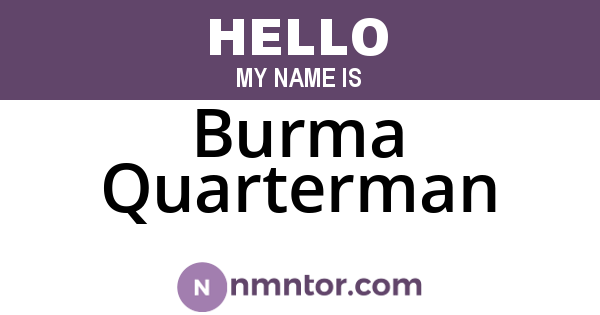 Burma Quarterman