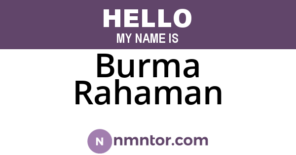 Burma Rahaman
