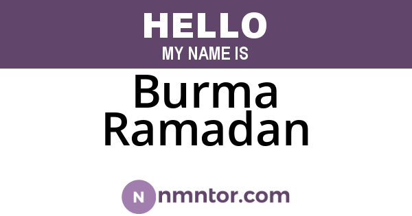 Burma Ramadan