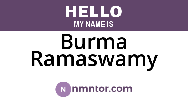 Burma Ramaswamy