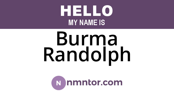 Burma Randolph
