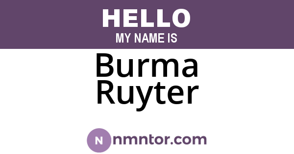 Burma Ruyter