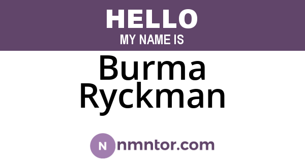 Burma Ryckman