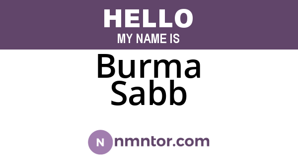 Burma Sabb