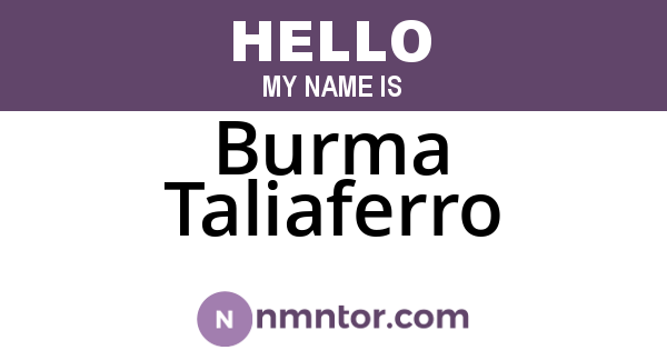Burma Taliaferro