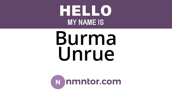 Burma Unrue