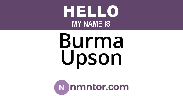 Burma Upson
