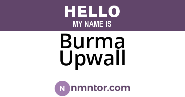 Burma Upwall