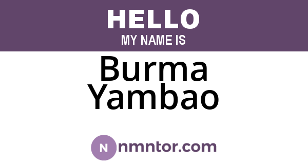 Burma Yambao