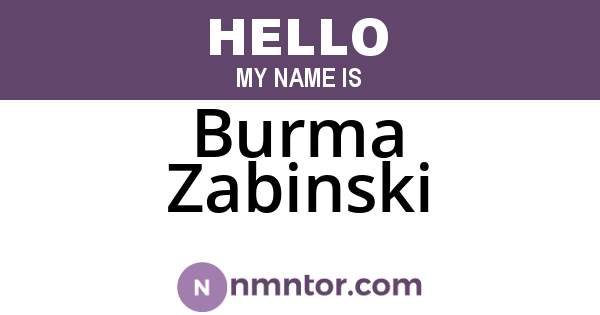 Burma Zabinski