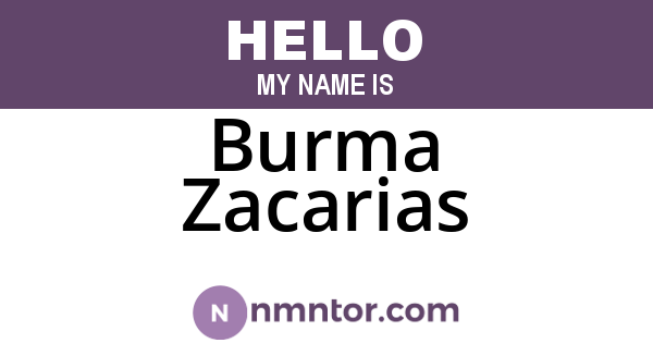 Burma Zacarias