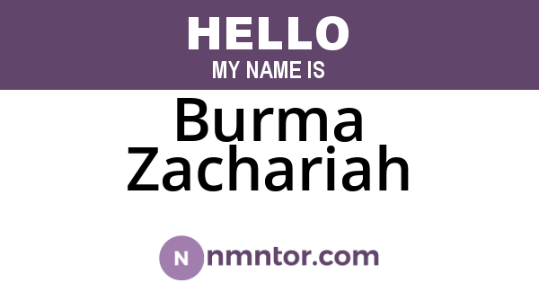 Burma Zachariah