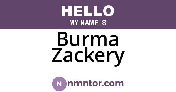 Burma Zackery