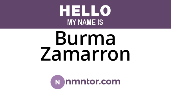 Burma Zamarron
