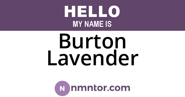 Burton Lavender
