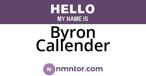 Byron Callender