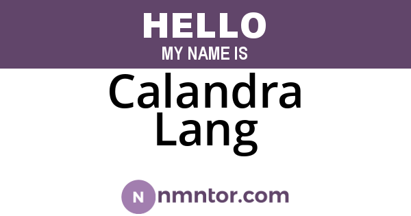 Calandra Lang