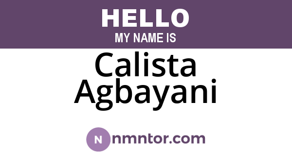 Calista Agbayani