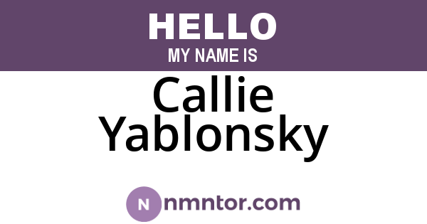 Callie Yablonsky