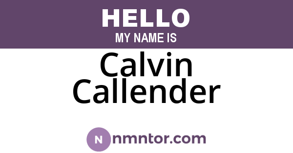 Calvin Callender