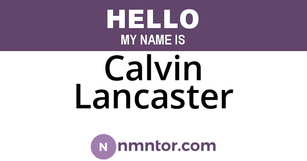 Calvin Lancaster