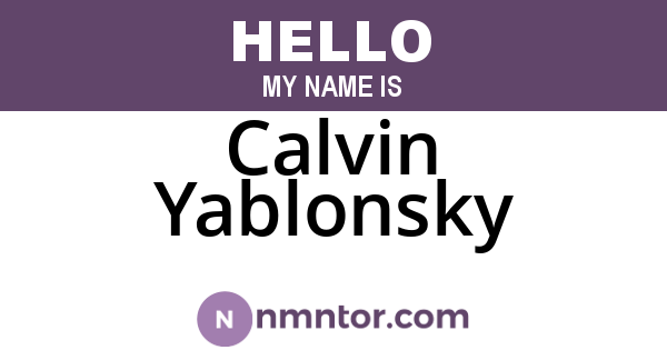 Calvin Yablonsky