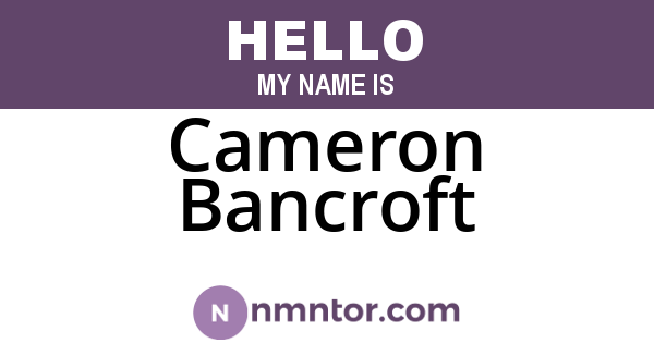 Cameron Bancroft