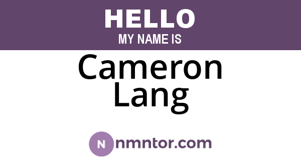 Cameron Lang