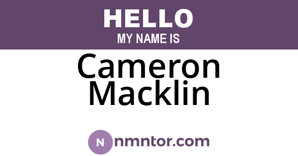 Cameron Macklin