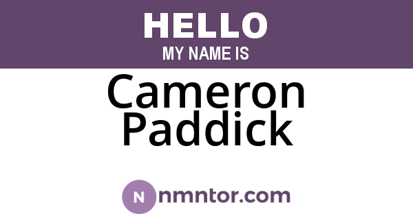 Cameron Paddick